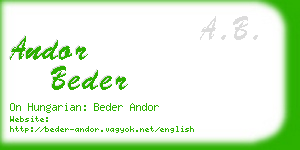 andor beder business card